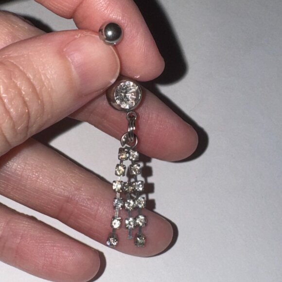 Rhinestone Dangle Belly Ring - Picture 8 of 8